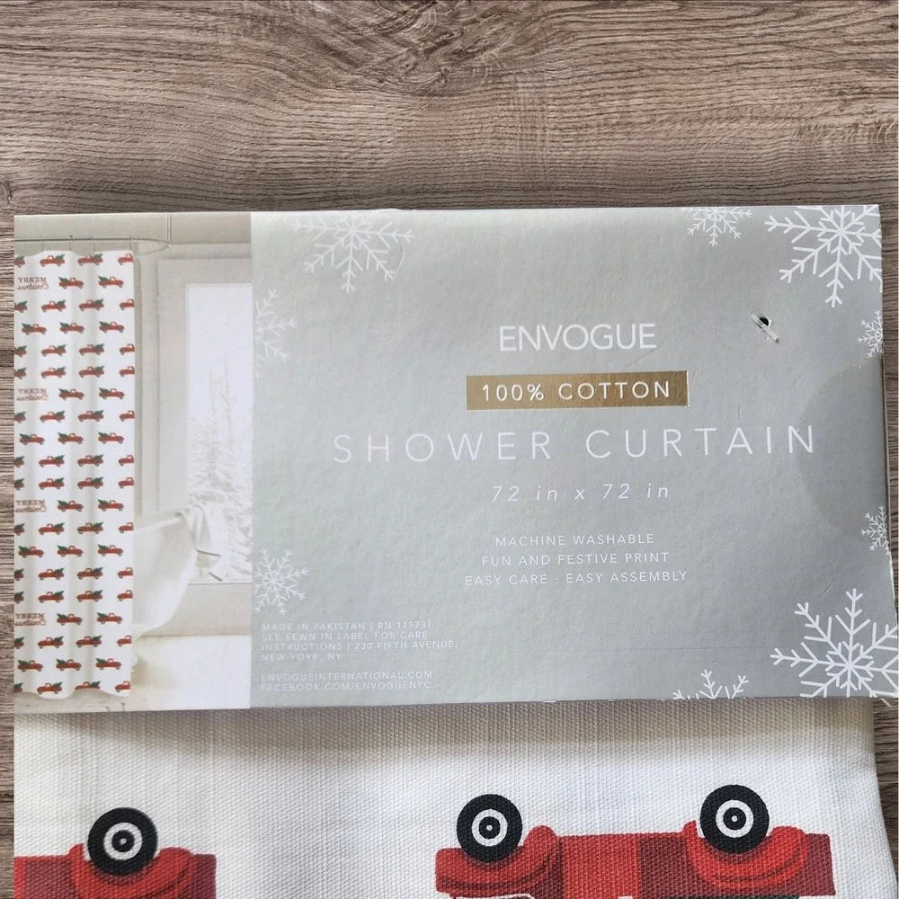 Envogue Christmas Red Truck Shower‎ Curtain Holiday Decor 72 x 72